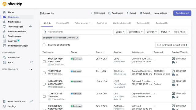 AfterShip Order Tracking and SMS